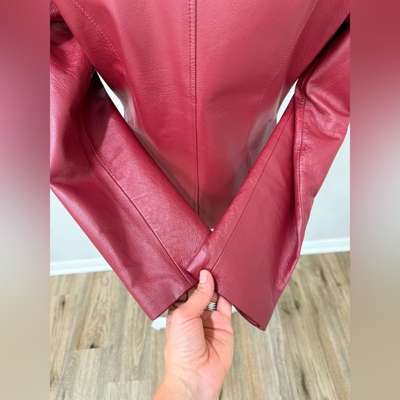 Edge Italian Fashion Vintage Pink Leather Zip Jacket Sz M - Picture 7 of 14